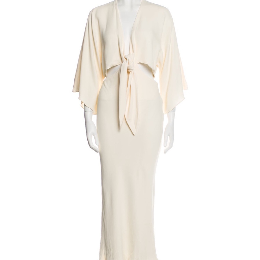 Shona Joy La Lune Tie Front Bias Midi Dress -  Cream - US size 4 NWT - Picture 8 of 9